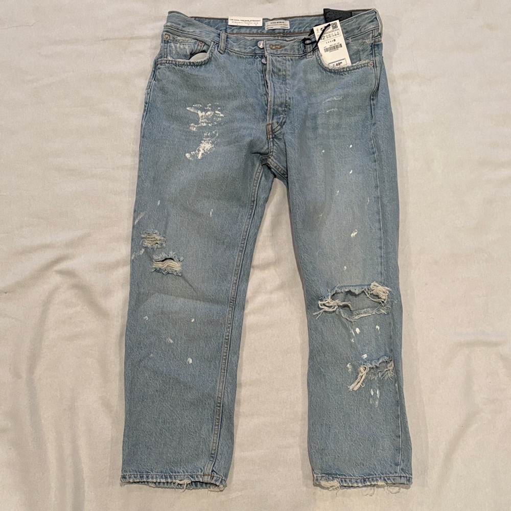 Zara Samurai Blue The Real Vintage Straight Jeans NWT Size 10